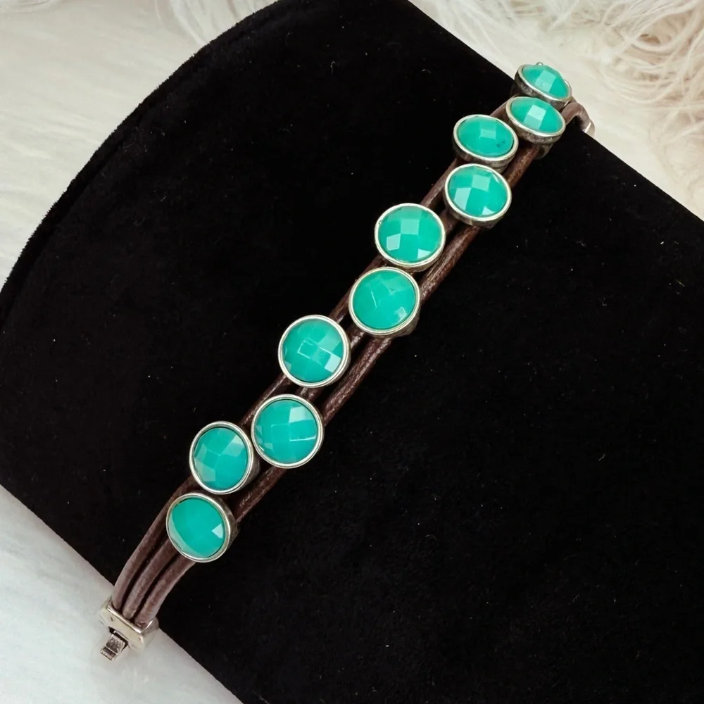 Beautiful, bohemian chic, brown and greenish blue costume bracelet